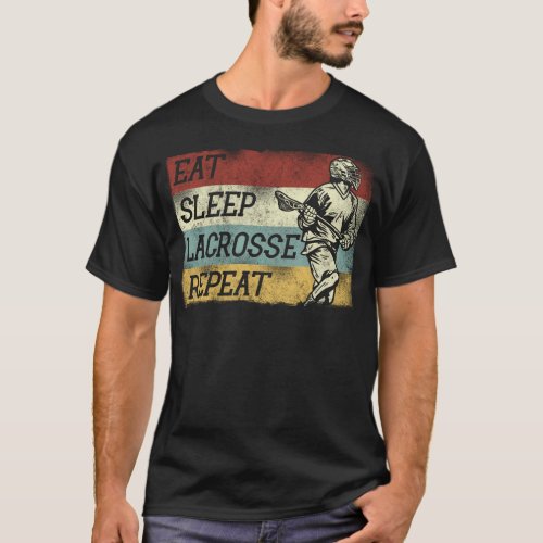 Lacrosse Lax Eat Sleep Lacrosse Repeat Retro T_Shirt