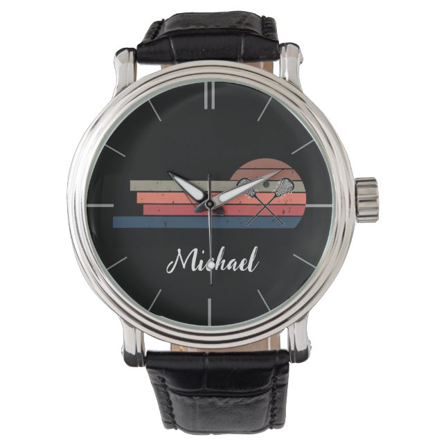 Lacrosse Lax Personalized Name Watch (Front)