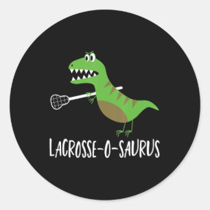 Lacrosse Lax Player Dinosaur Dino Lover Sport Gif Classic Round Sticker