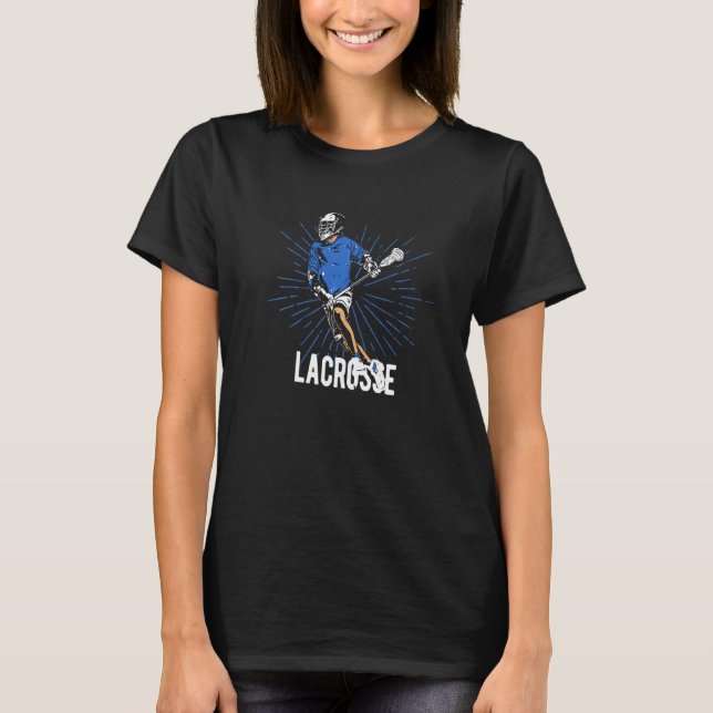 Lacrosse Lax Player Sticks Lax Sports Game Retro V T-Shirt (Front)