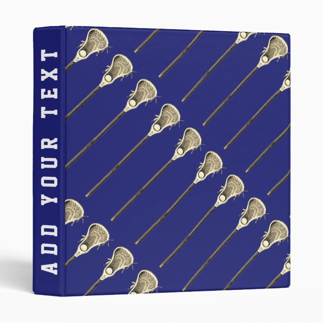 Lacrosse Lax Sports Blue 3 Ring Binder (Front/Spine)