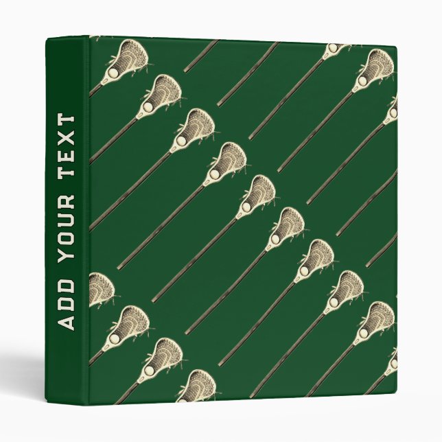 Lacrosse Lax Sports Green 3 Ring Binder (Front/Spine)