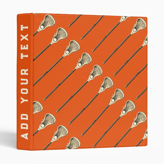 Lacrosse Lax Sports Orange 3 Ring Binder (Front/Spine)