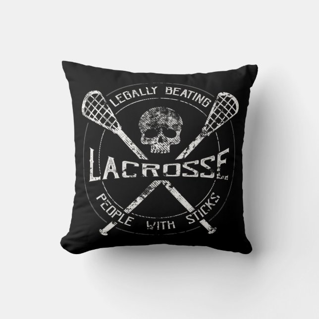 Lacrosse Legally Beating People With Sticks-Fun De Throw Pillow (Front)