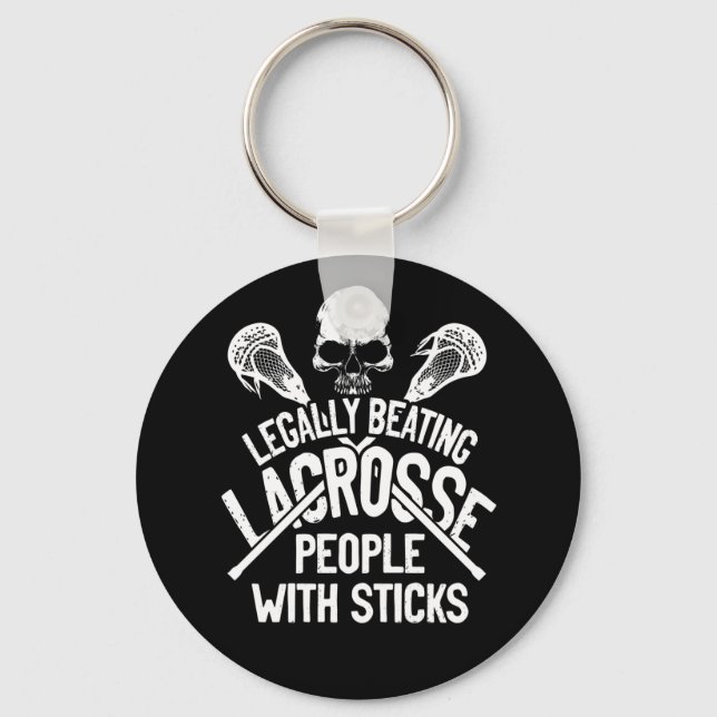 Lacrosse Legally Beating People With Sticks Keychain (Front)