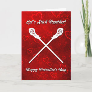 Lacrosse Let's Stick Together Valentines Day Card