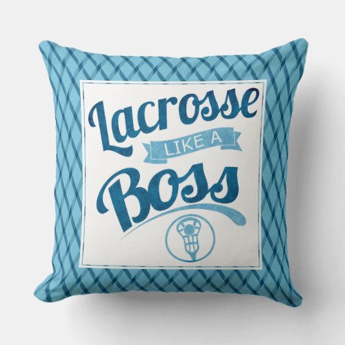 Lacrosse Like A Boss Blue  Throw Pillow