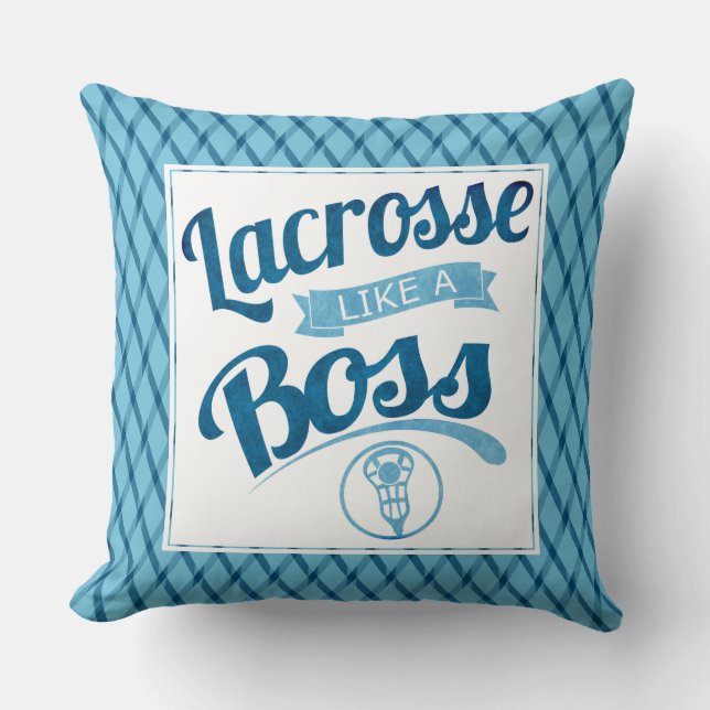 Lacrosse Like A Boss Blue  Throw Pillow (Front)