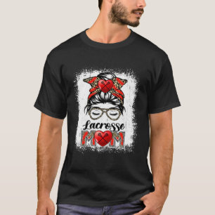 Lacrosse Mom Game Day Messy Bun Leopard Mother's D T-Shirt