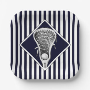 Lacrosse Navy Blue Party Paper Plates
