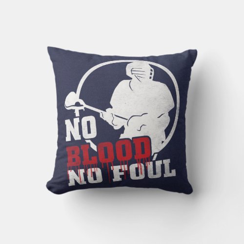 Lacrosse No Blood No Foul Name And Number Throw Pillow