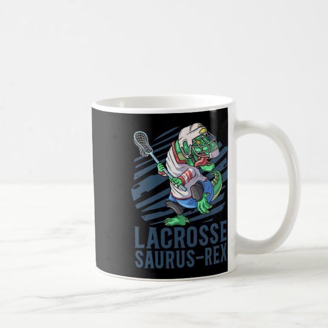 Lacrosse-o-saurus T Rex Dinosaur With Lacrosse Sti Coffee Mug (Right)