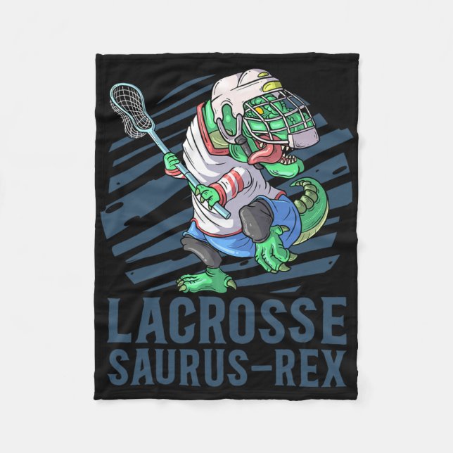 Lacrosse-o-saurus T Rex Dinosaur With Lacrosse Sti Fleece Blanket (Front)