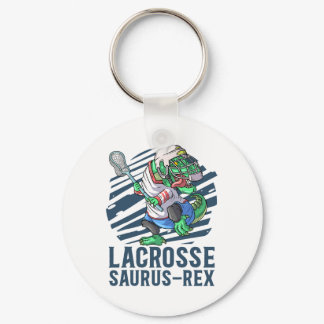 Lacrosse-o-saurus T Rex Dinosaur With Lacrosse Sti Keychain