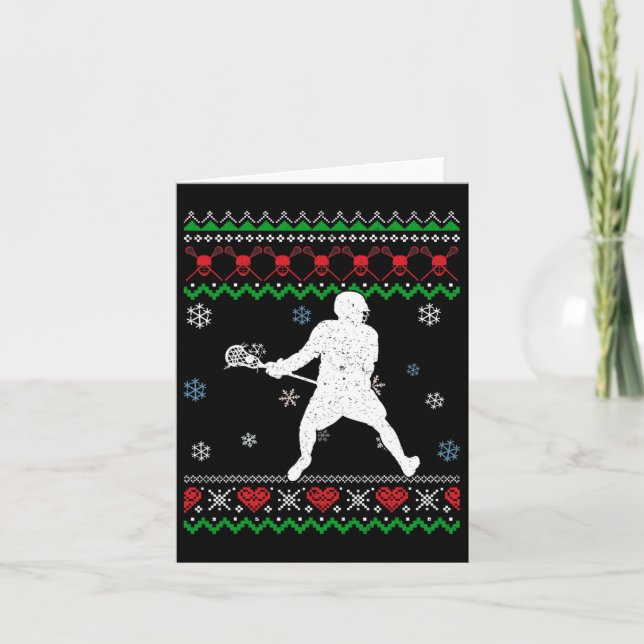 Lacrosse Pajama Ugly Christmas Gift Sport Lovers K Card (Front)