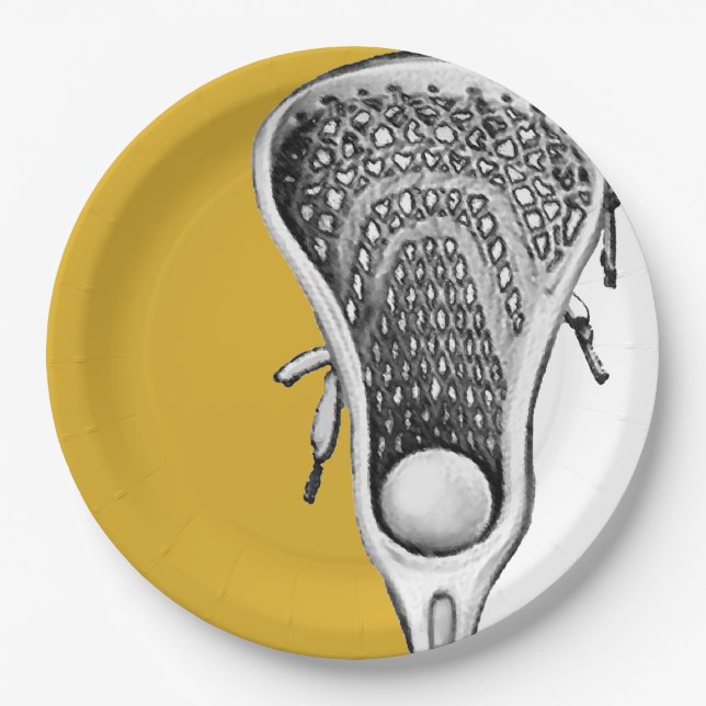 Lacrosse Party Gold Paper Plates (Front)
