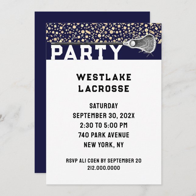 Lacrosse Party Invitation (Front/Back)