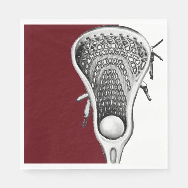 Lacrosse Party Maroon Napkins (Front)