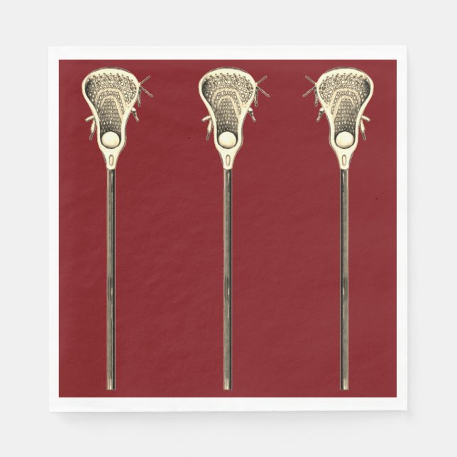 Lacrosse Party Maroon Napkins (Front)