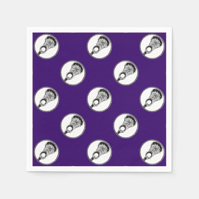 Lacrosse Party Purple Paper Napkins (Front)