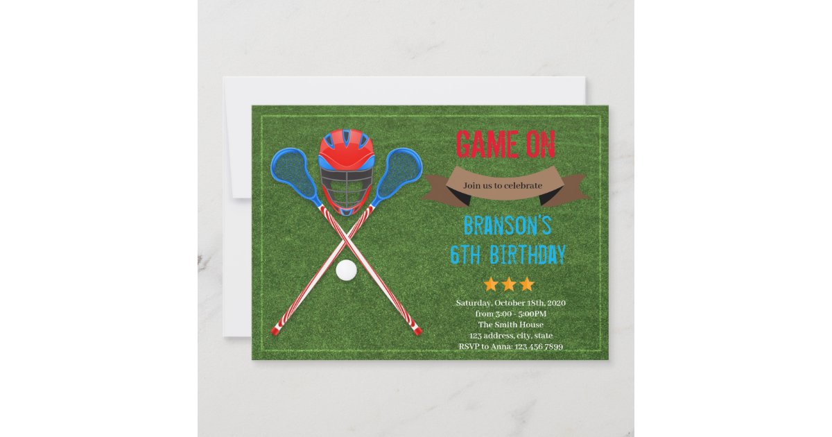 Lacrosse party theme invitation | Zazzle