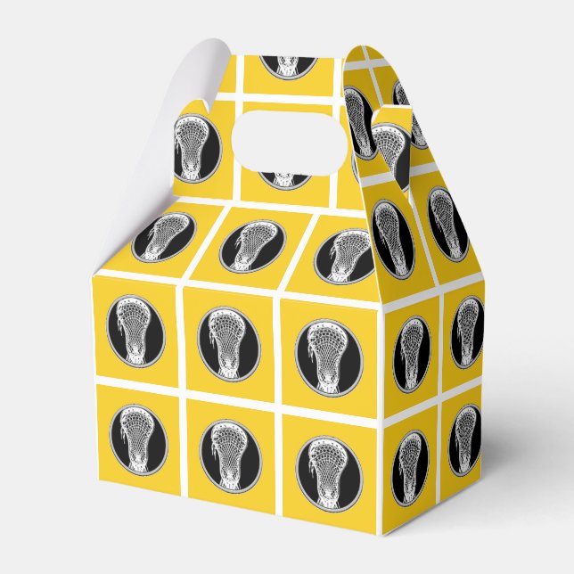 Lacrosse Party Yellow Favor Boxes (Front Side)