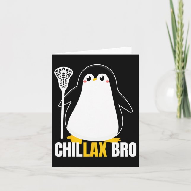 Lacrosse Penguin Funny Lax Team Lacrosse Christmas Card (Front)