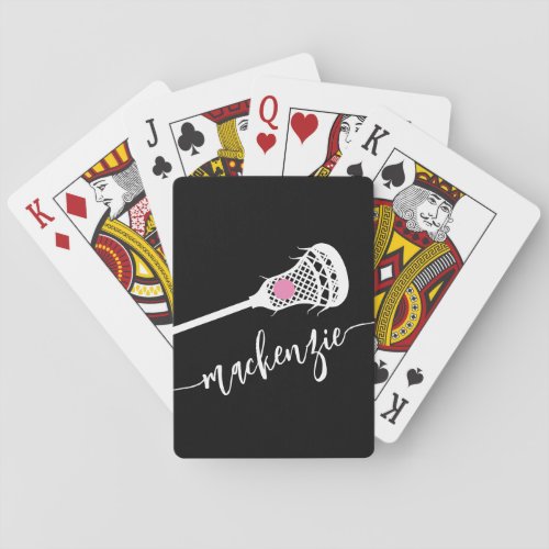Lacrosse Personalized Name Girls Sports Poker Cards