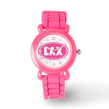 Lacrosse Pink Lax Oval Wrist Watch by laxshop at Zazzle