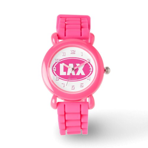 Lacrosse Pink LAX oval wrist watch