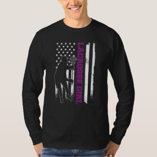 Lacrosse Player Apparel American Flag Lax Girl Lac T-Shirt