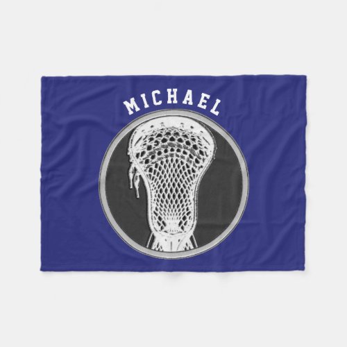 Lacrosse Player Blue Fleece Blanket