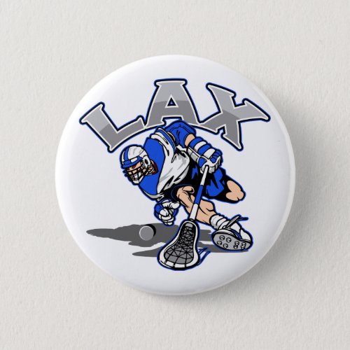 Lacrosse Player Blue Uniform Button