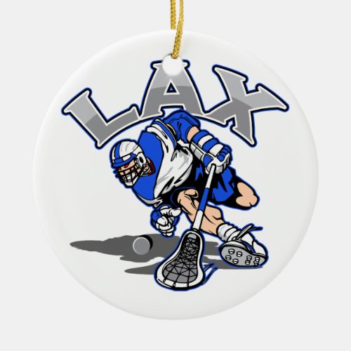 Lacrosse Player Blue Uniform Ceramic Ornament