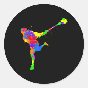 Lacrosse Player Boys Kids Youth Classic Round Sticker