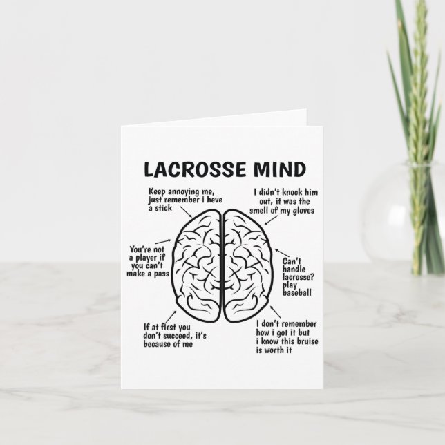 Lacrosse Player Brain Funny Lacrosse Joke Boys Gir Card (Front)