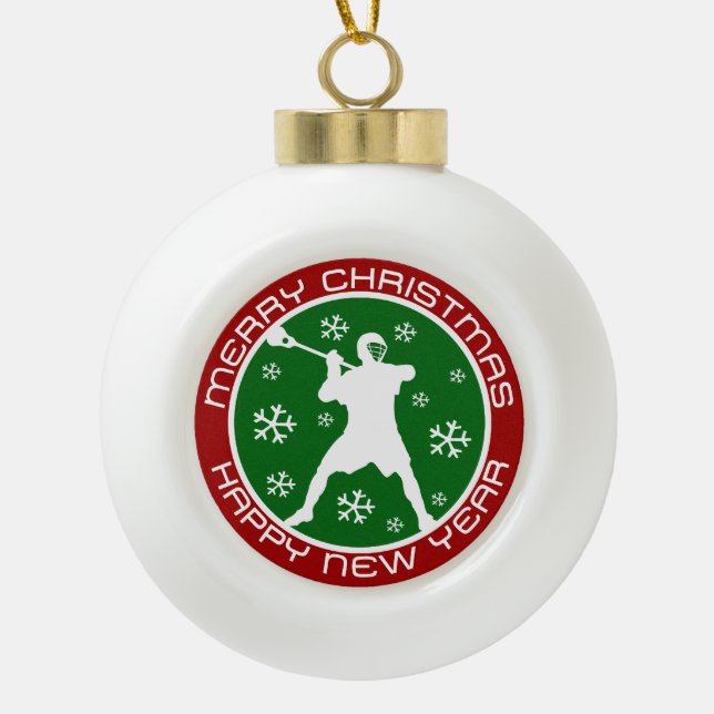 Lacrosse Player Christmas Ornament (Front)