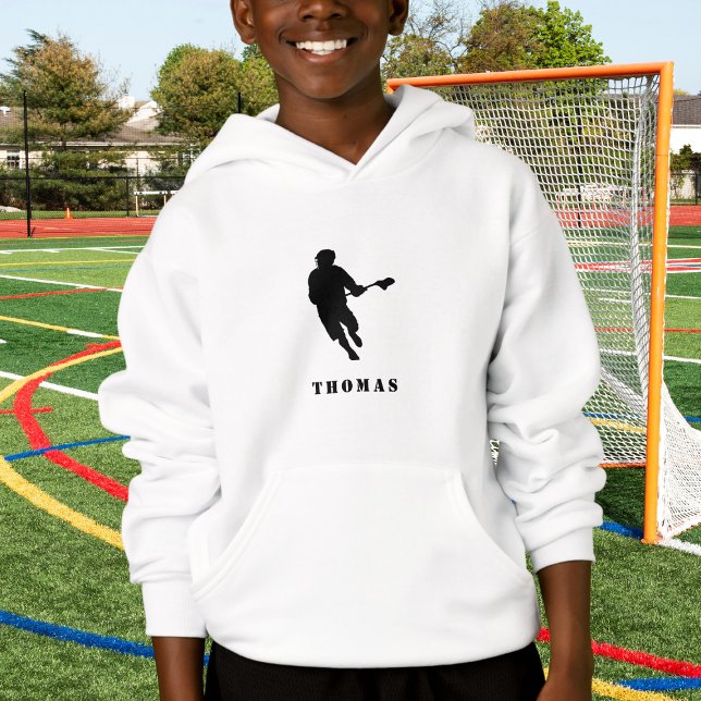 Lacrosse Player & Custom Boy Name Sports Team Hoodie (Creator Uploaded)