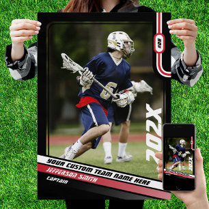 Lacrosse Player Custom Gift in Red Poster