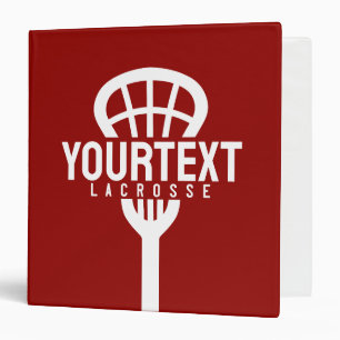 Lacrosse Player CUSTOM TEXT Team Mesh Sport Stick  3 Ring Binder