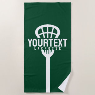 Lacrosse Player CUSTOM TEXT Team Mesh Sport Stick  Beach Towel