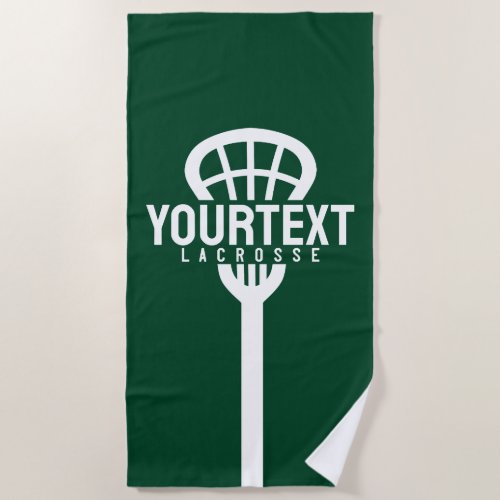 Lacrosse Player CUSTOM TEXT Team Mesh Sport Stick  Beach Towel