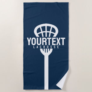 Lacrosse Player CUSTOM TEXT Team Mesh Sport Stick Beach Towel
