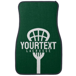 Lacrosse Player CUSTOM TEXT Team Mesh Sport Stick Car Floor Mat
