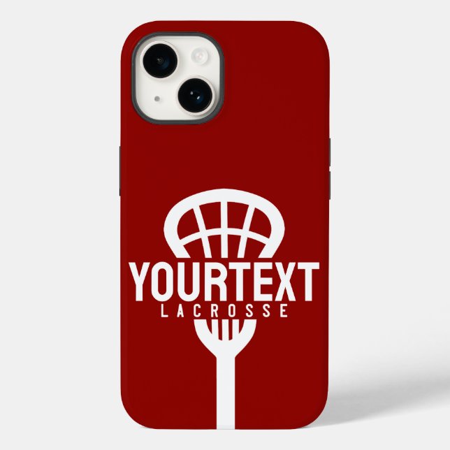 Lacrosse Player CUSTOM TEXT Team Mesh Sport Stick  Case-Mate iPhone Case (Back)