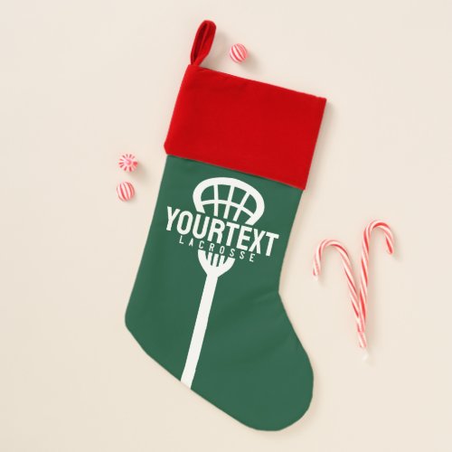 Lacrosse Player CUSTOM TEXT Team Mesh Sport Stick  Christmas Stocking