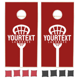 Lacrosse Player CUSTOM TEXT Team Mesh Sport Stick Cornhole Set