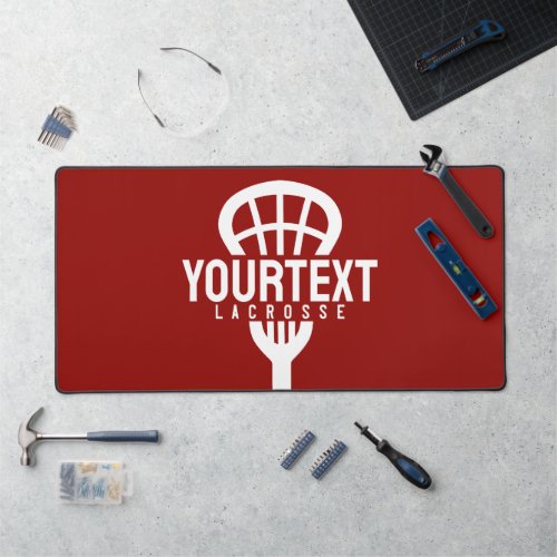 Lacrosse Player CUSTOM TEXT Team Mesh Sport Stick  Desk Mat