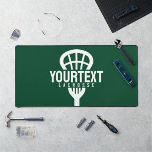 Lacrosse Player CUSTOM TEXT Team Mesh Sport Stick Desk Mat
