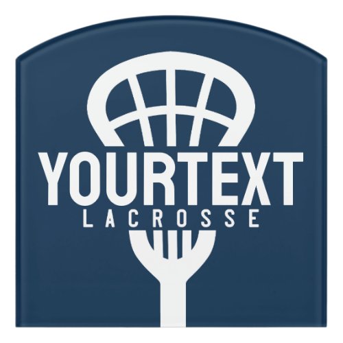 Lacrosse Player CUSTOM TEXT Team Mesh Sport Stick  Door Sign